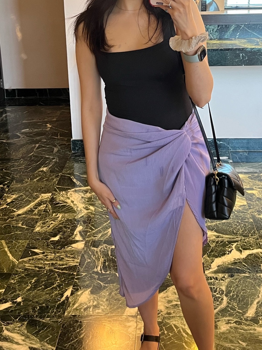 Missguided Lilac Wrap Midi Skirt with Front Slit, Women’s size petite 4
